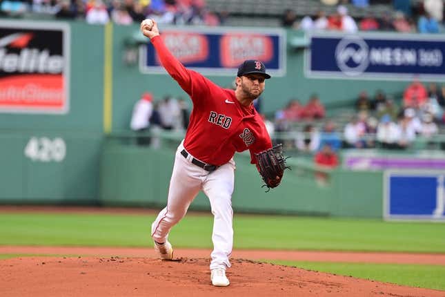 Jun 3, 2023; Boston, Massachusetts, USA; Boston Red Sox starting pitcher Kutter Crawford (50) pitches against the Tampa Bay Rays during the first inning at Fenway Park.