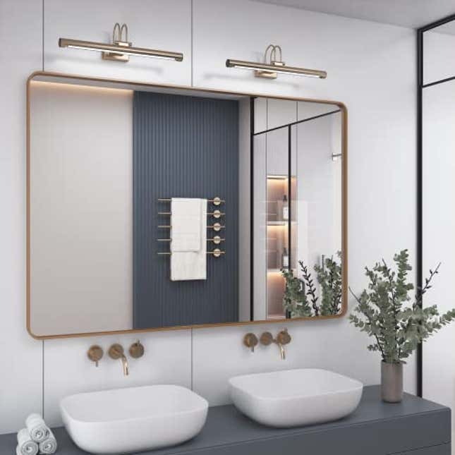 Image for article titled Elevate Your Space with This Chic26% Off Gold Bathroom Mirror