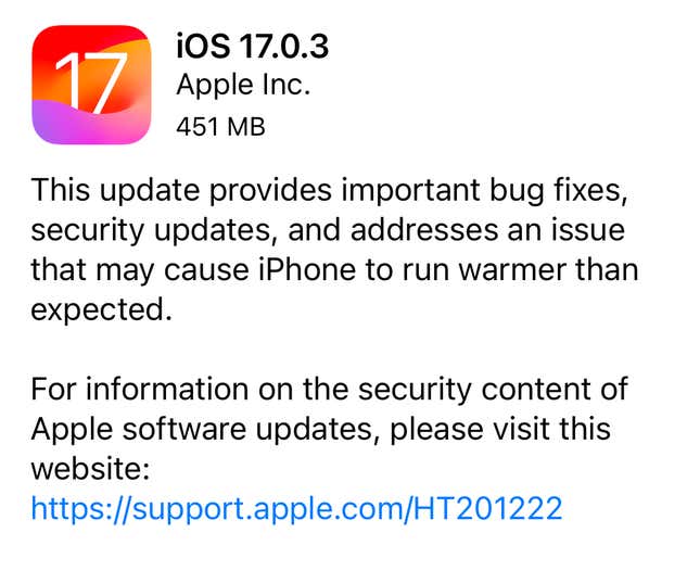 Image for article titled Apple Releases Update to Fix Your Overheating iPhone 15 Pro