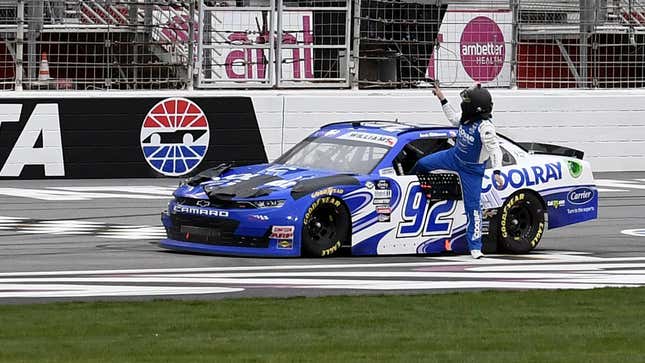 Image for article titled NASCAR Driver Suspended for Parking on Track Now Sponsored by Parking Company