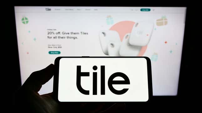 The Tile logo on a phone. 