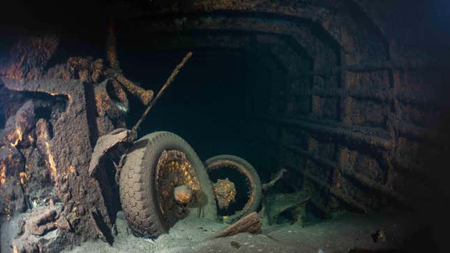 Inside the wreck of the Karlsruhe.
