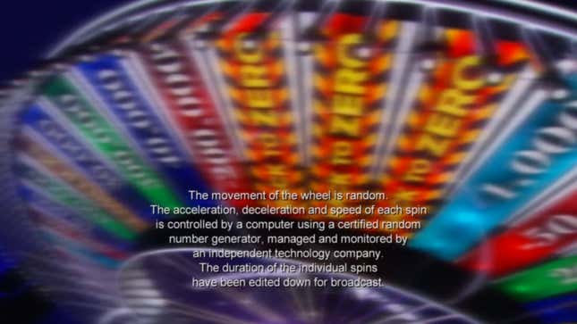 Spin The Wheel’s random number generator is explained in the show’s closing credits.