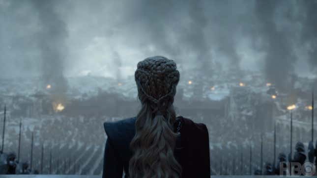Daenerys, or someone who looks like her, standing before an army.