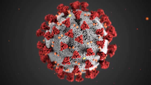 An illustration of SARS-CoV-2, the coronavirus that causes COVID-19