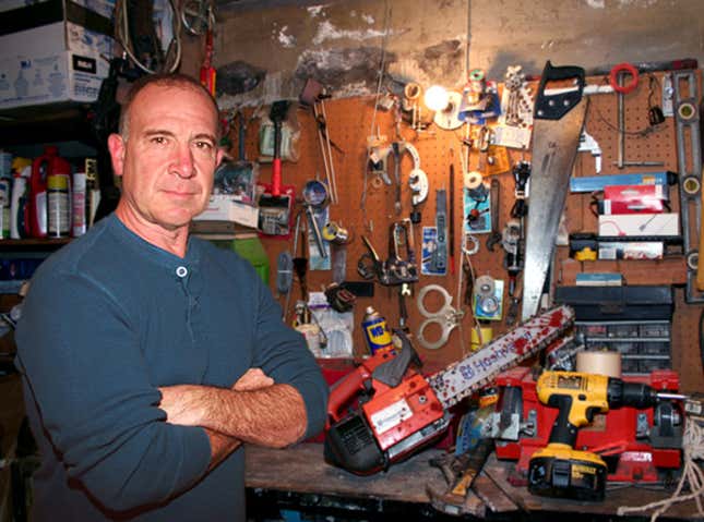 Malbert in one of more than 800 goofball photos he took of himself and his hobby table over the past nine years
