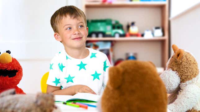 Image for article titled Precocious 5-Year-Old Already Holding Long, Pointless Business Meeting With Stuffed Animals