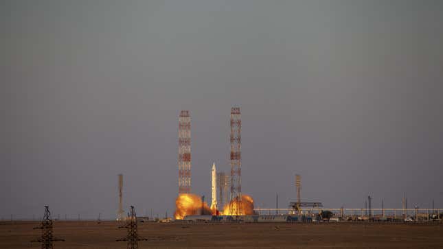 Nauka launching atop a Proton-M rocket. 