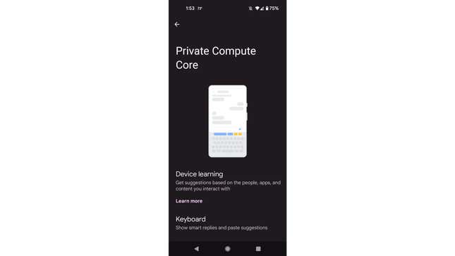 Turning on the Private Computer Core keeps data used in Google’s machine learning algorithms on your device.
