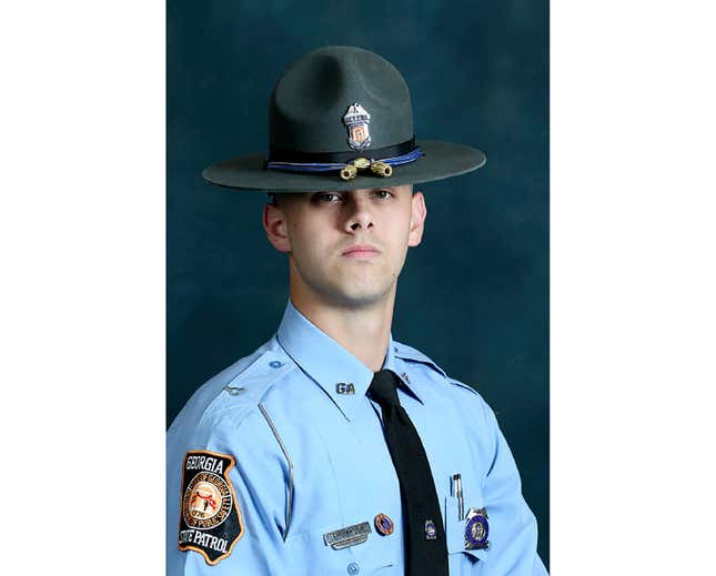 State trooper Jacob Gordon Thompson is seen in an official portrait. The office of Georgia’s attorney general confirmed Friday, April 1, 2022, that the state of Georgia has agreed to pay a $4.8 million legal settlement to the family of a Black man who was fatally shot by the trooper trying to pull him over for a broke tail light.