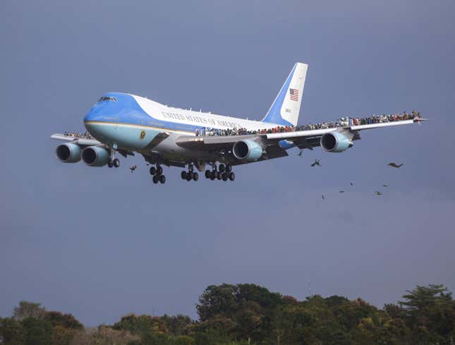 Image for article titled Hundreds Of Cuban Refugees Clinging To Air Force One On Flight Back To U.S.