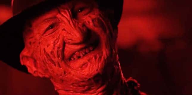 A red-toned Freddy Krueger smiles in Freddy vs Jason.