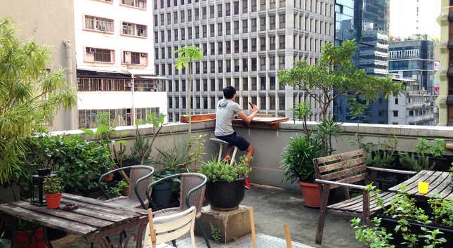 Rooftop terrace at Hop Inn Hong Kong