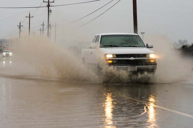 Photo of truck on flooded road