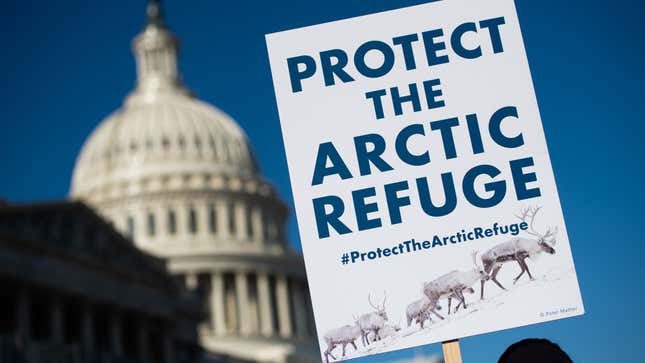 This photo is from December 2018 when protestors rallied outside the U.S. Capitol in defense of the Arctic National Wildlife Refuge. The fight continues.