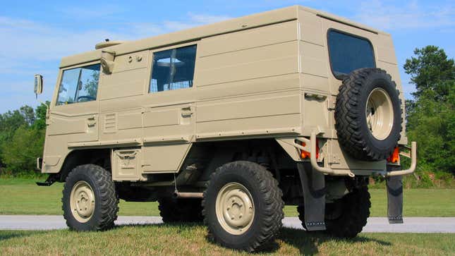 A photo of an ex-military truck. 