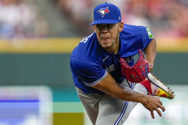 Toronto Blue Jays starting pitcher Jose Berrios works against the