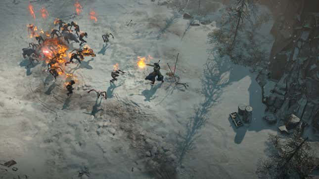 A player character sets their foes on fire.