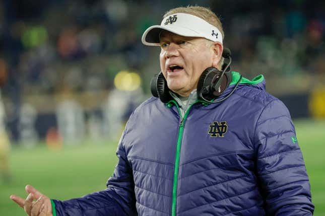Brian Kelly won’t have to face the horrors of the Notre Dame facilities anymore.