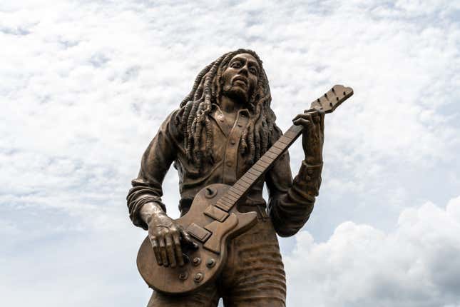 A statue of reggae artist Bob Marley in Kingston, Jamaica. 