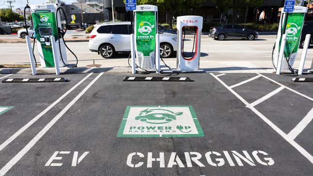 A parking space labeled “EV charging only” is becoming a more regular sight in California, but not many other states