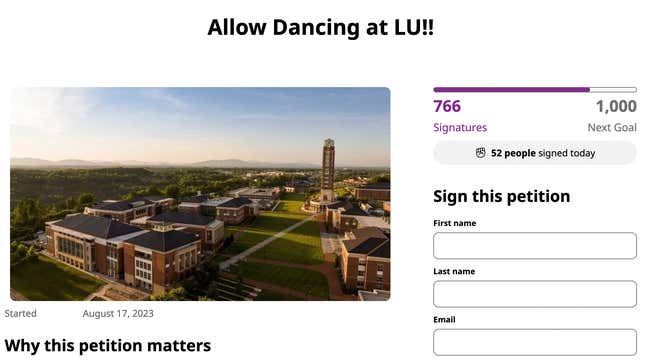 Image for article titled Liberty University Students Are Challenging Its Anti-Dancing Policy