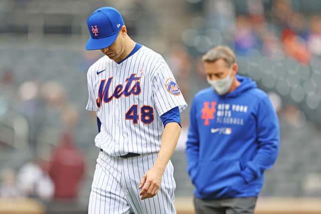 Jacob deGrom, flamethrower, now faces injury.