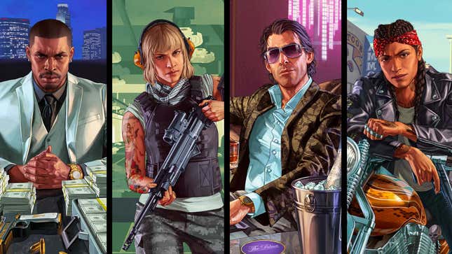 Four GTA Online characters as seen in the newly added career builder. 