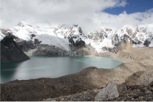 Lake Garlung in the Central Himalaya has formed in the space that was once a glacier.