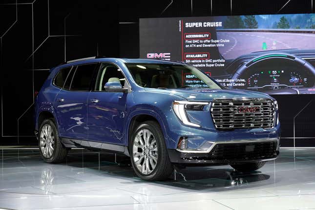 The 2024 GMC Acadia is shown at the North American International Auto Show in Detroit, Wednesday, Sept. 13, 2023. (AP Photo/Paul Sancya)