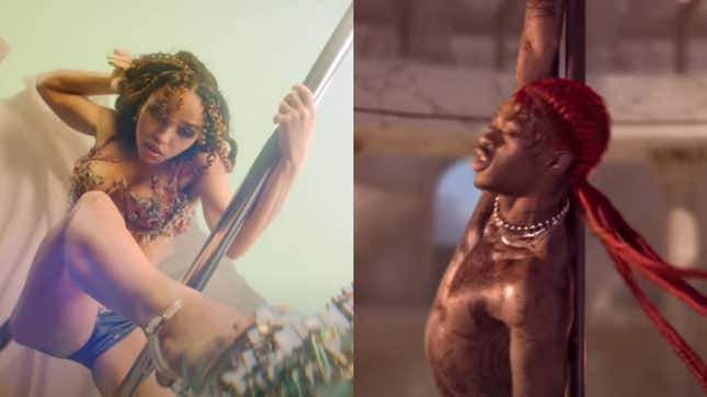 FKA twigs in “Cellophane” music video (2019); Lil Nas X in “Montero (Call Me By Your Name)“ music video (2021).
