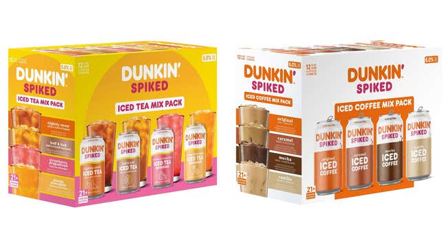 Dunkin' Spiked product boxes, coffee and tea
