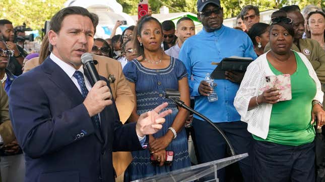 Image for article titled Ron DeSantis Heavily Booed at Vigil for Black Shooting Victims in Jacksonville