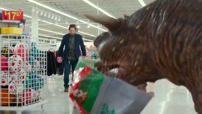 Mr. Grooberson (Paul Rudd) encountering a Terror Dog in a big box store.
