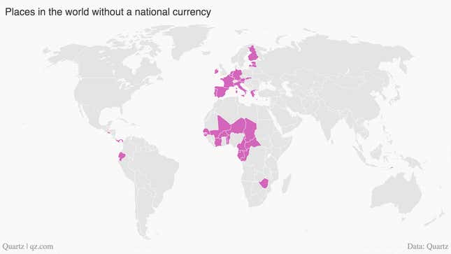 Image for article titled Here are all the countries that don’t have a currency of their own
