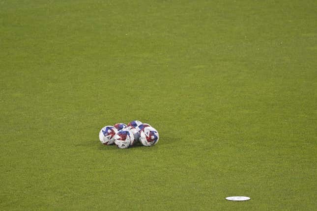 Jul 1, 2023; Montreal, Quebec, CAN; General view of game balls before the match between the CF Montreal and the New York City FC at Stade Saputo.