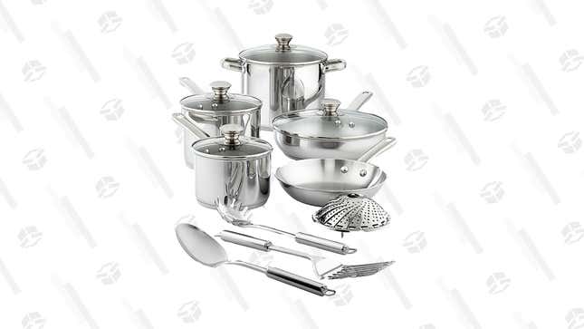 Tools of the Trade Stainless Steel 13-Pc. Cookware Set | $30 | Macy’s