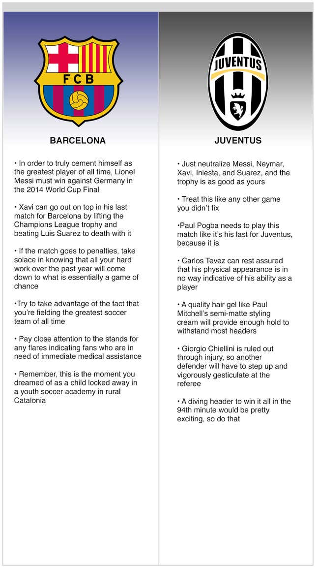 Image for article titled Keys To The Matchup: Barcelona vs. Juventus