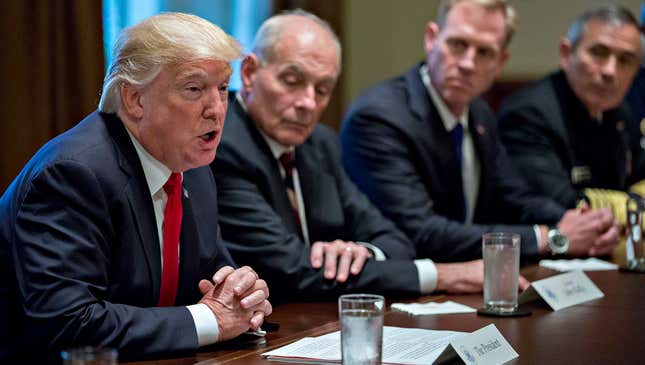 Image for article titled ‘Look, Just Tell Us Who To Kill,’ Snaps U.S. General As Trump Enters 20th Minute Of Rambling Answer On Syria