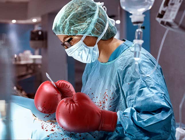Image for article titled Shortage Of Supplies Forces Surgeon To Wear Boxing Gloves For Operation