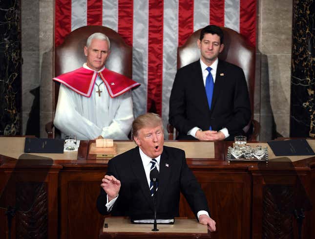 Image for article titled Mike Pence Breaks Out Formal Altar Boy Robes For State Of The Union Address