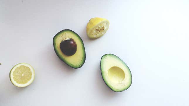 avocado and lemon on white background