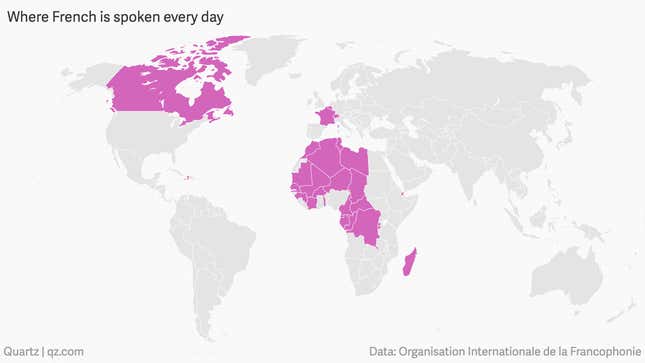French fifth most spoken language in the world, particularly in Africa