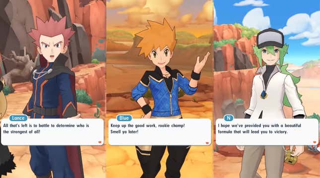 Trainers challenge the player in Pokémon Masters EX.