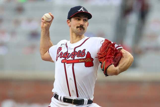 Jun 26, 2023; Atlanta, Georgia, USA; Atlanta Braves starting pitcher Spencer Strider (99) throws against the Minnesota Twins in the first inning at Truist Park.