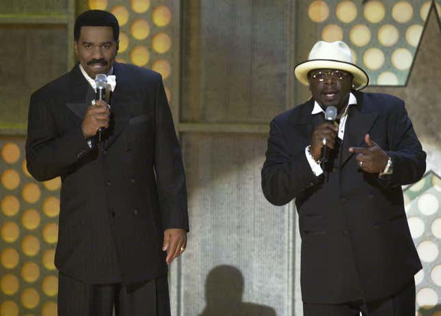 Steve Harvey and Cedric “The Entertainer” host the 1st Annual BET Awards June 19, 2001 in Las Vegas, Nevada.