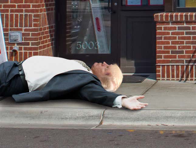 Image for article titled Trump Knocks Self Out After Running Headfirst Into Vote-Counting Facility Glass Doors