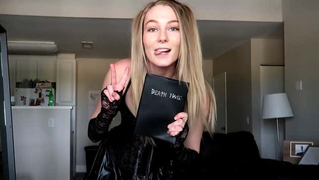 Content creator STPeach shows off her Misa Misa (Death Note) cosplay in a June 2020 YouTube video.