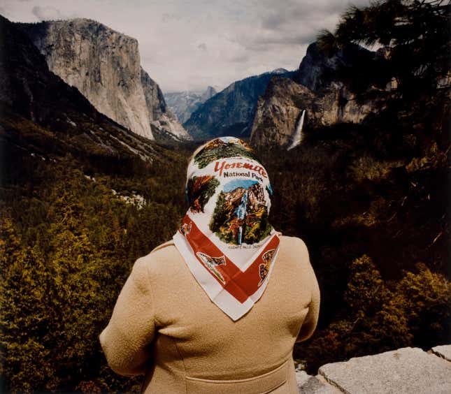 Woman with Scarf at Inspiration Point, Yosemite National Park, 1980.
