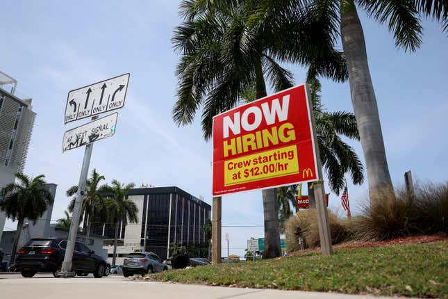 McDonalds hiring sign in Miami.
